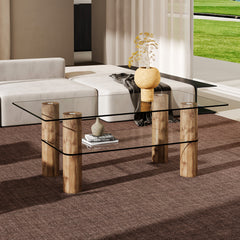 Minimalist and Modern Double-Layer Transparent Tempered Glass Coffee Table and Coffee Table