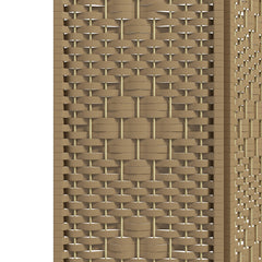 4 Panel Room Divider, Folding Privacy Screen, 5.6' Room Separator, Wave Fiber Freestanding Partition Wall Divider, Natural