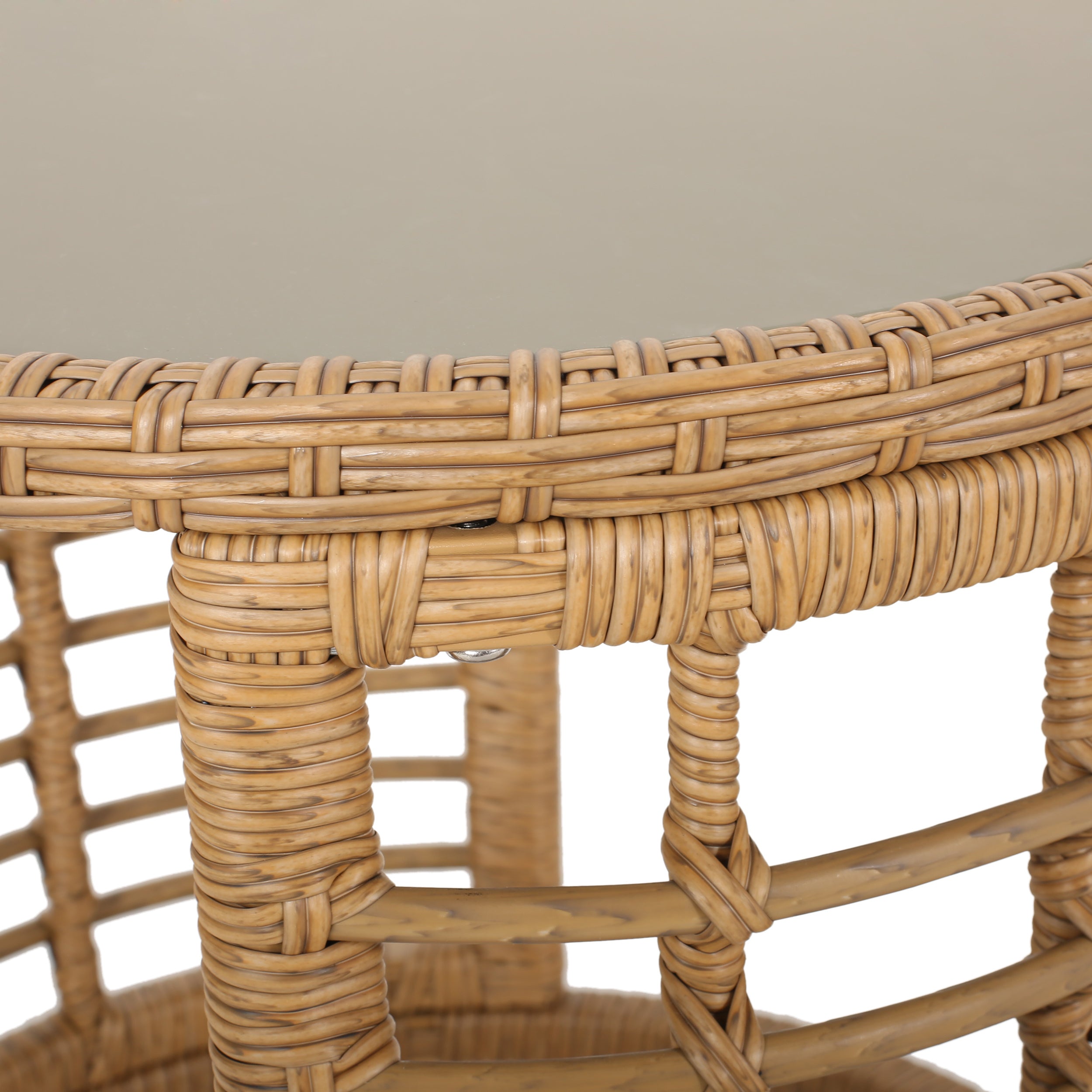 Modern Boho Rattan Side Table - Light Brown