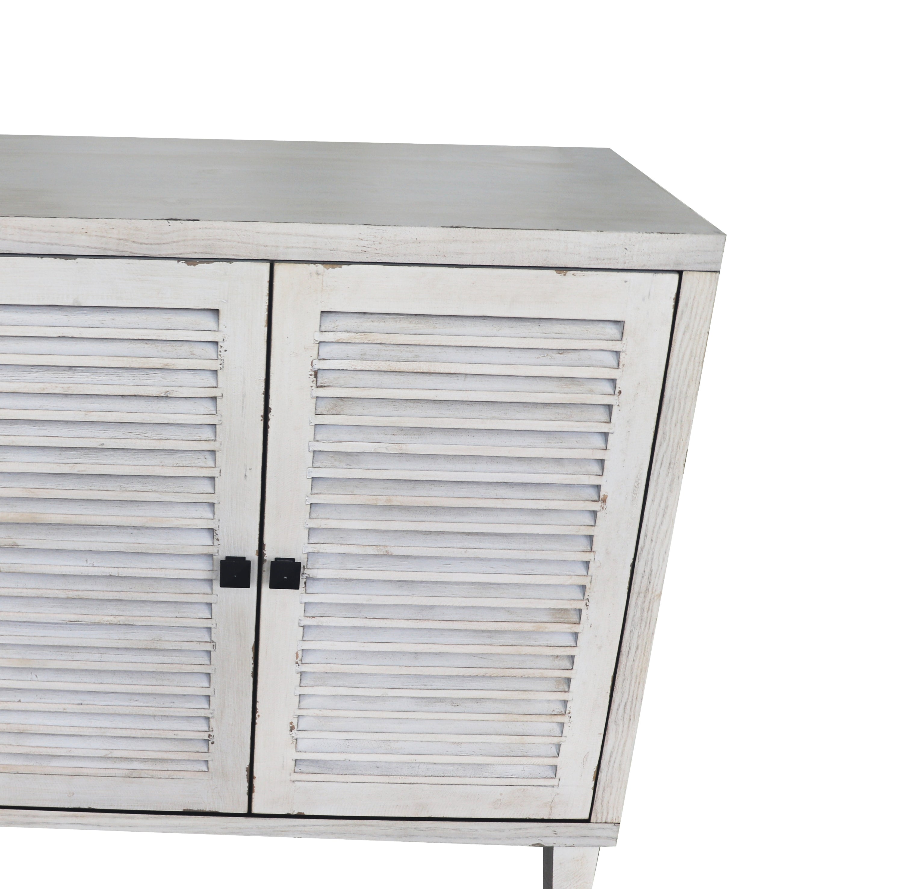 Accent Cabinet 4 Shutter Door Wooden Cabinet Sideboard Buffet - Natural Wood Wash