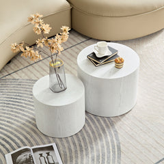 Set of 2 Modern Coffee End Side Accent Table - White