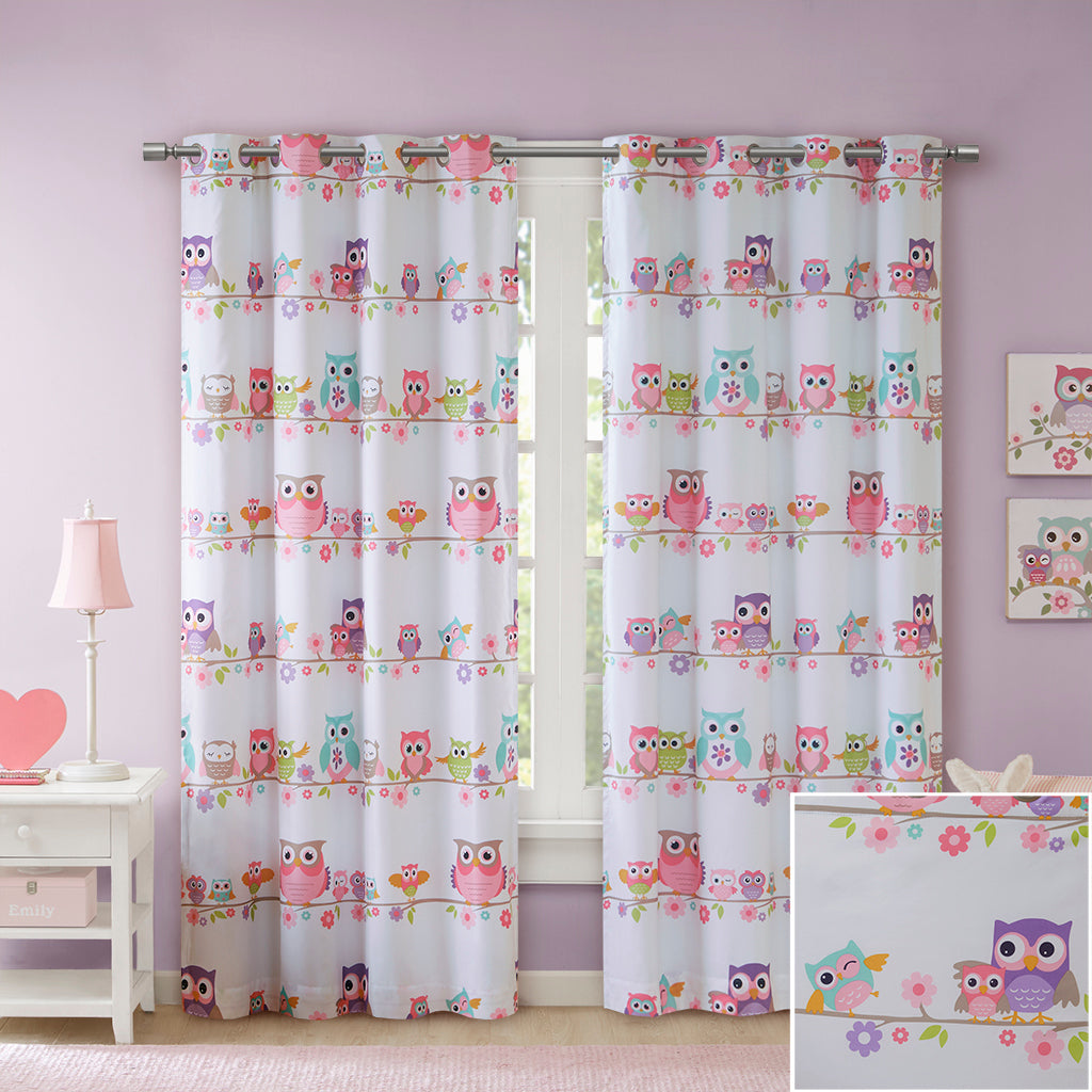 Owl Printed Blackout Curtain Panel - Multicolor