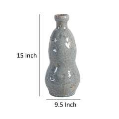 15 Inch Ceramic Vase, Curved and Flare Design, Gray