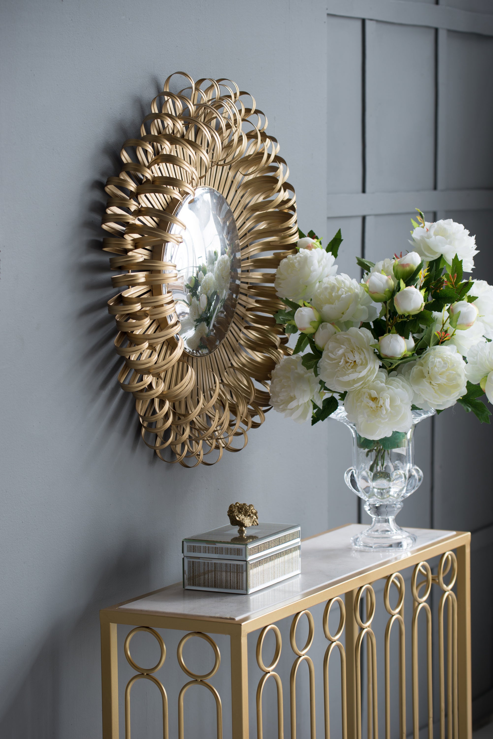 Sunburst Design Wall Mirror Decorative Golden