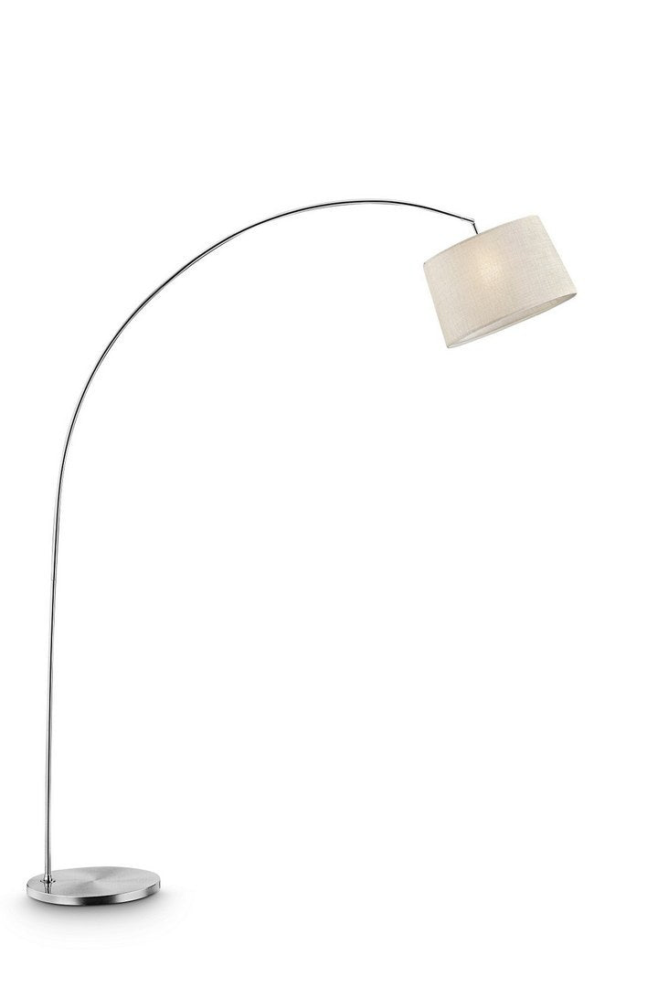 84.5" Tall Metal Arch Floor Lamp "Oma" with Silver finish - Ivory Fabric Shade