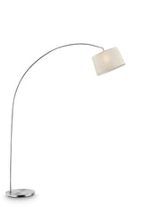 84.5" Tall Metal Arch Floor Lamp "Oma" with Silver finish - Ivory Fabric Shade