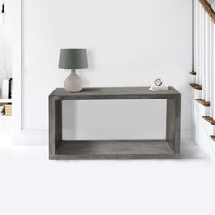 52" Cube Shape Wooden Console Table with Open Bottom Shelf - Charcoal Gray