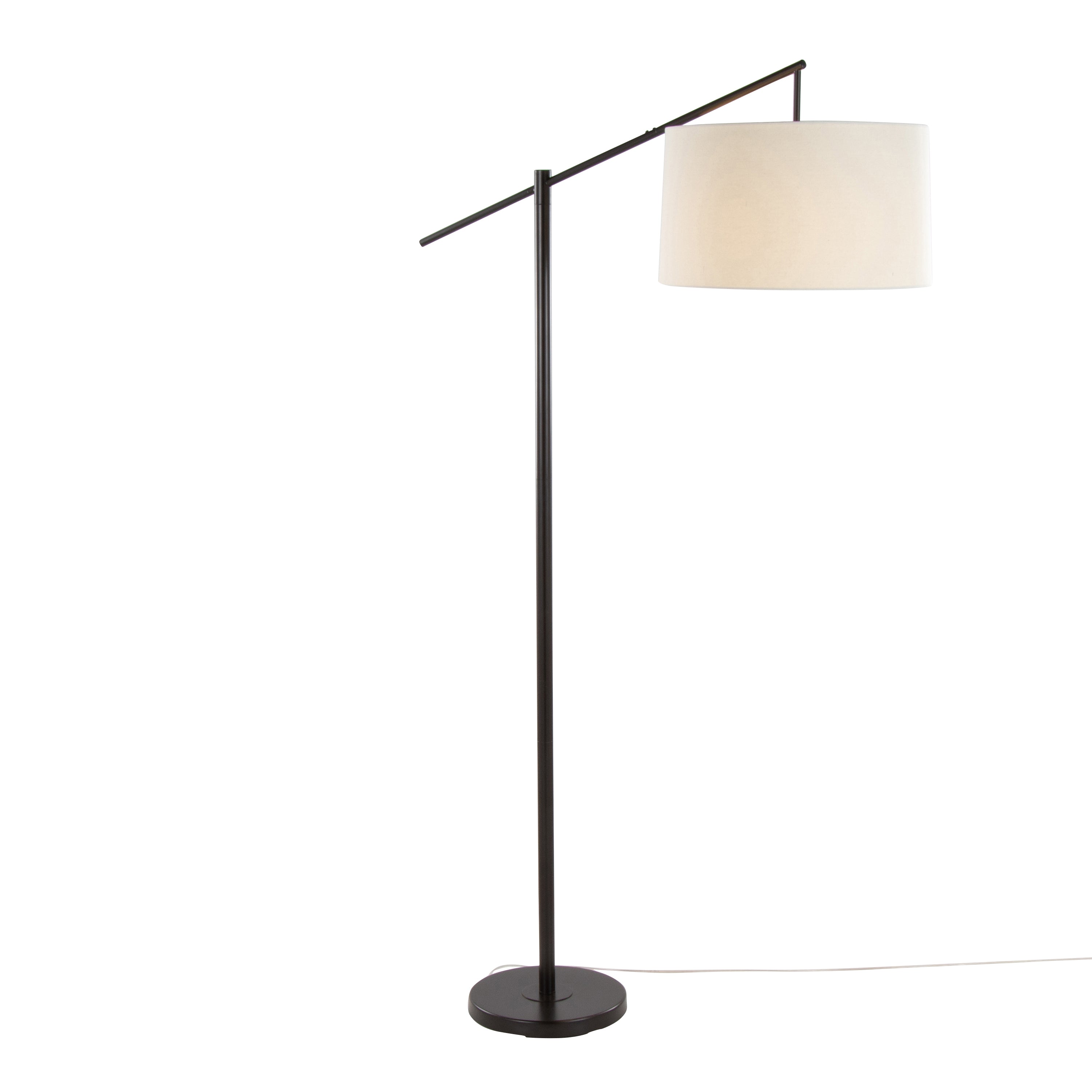 69" Contemporary Floor Lamp in Oil Bronze Metal with Natural Linen Shade