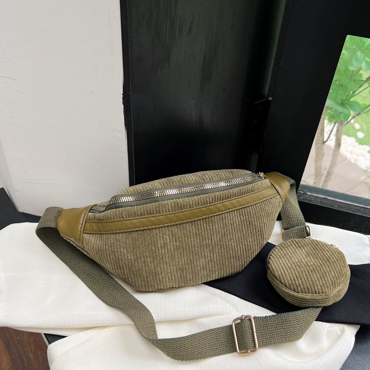 Small Corduroy Sling Crossbody Fanny Bag