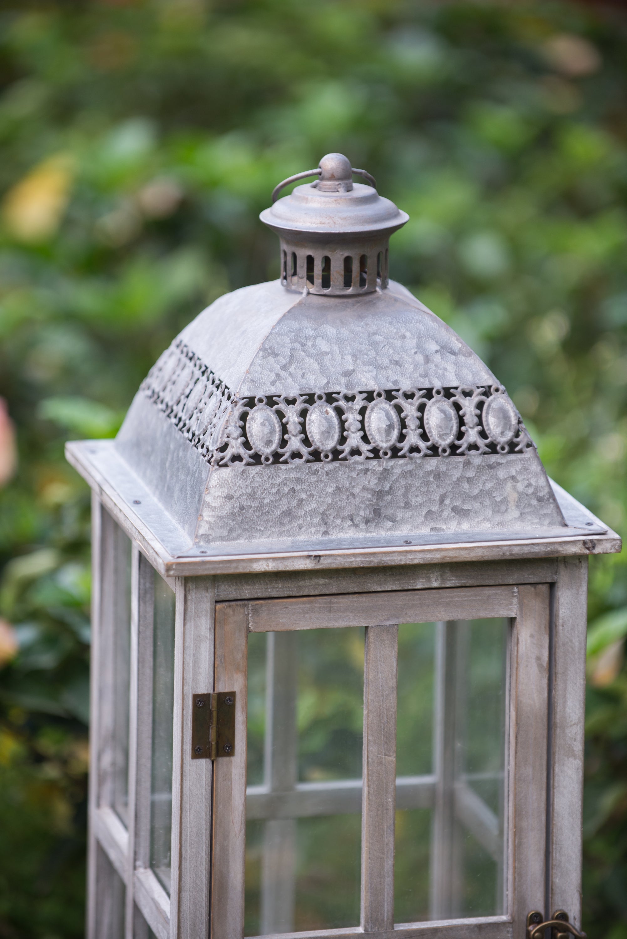 Wooden Candle Lantern Decorative (Set of 2) - Grey