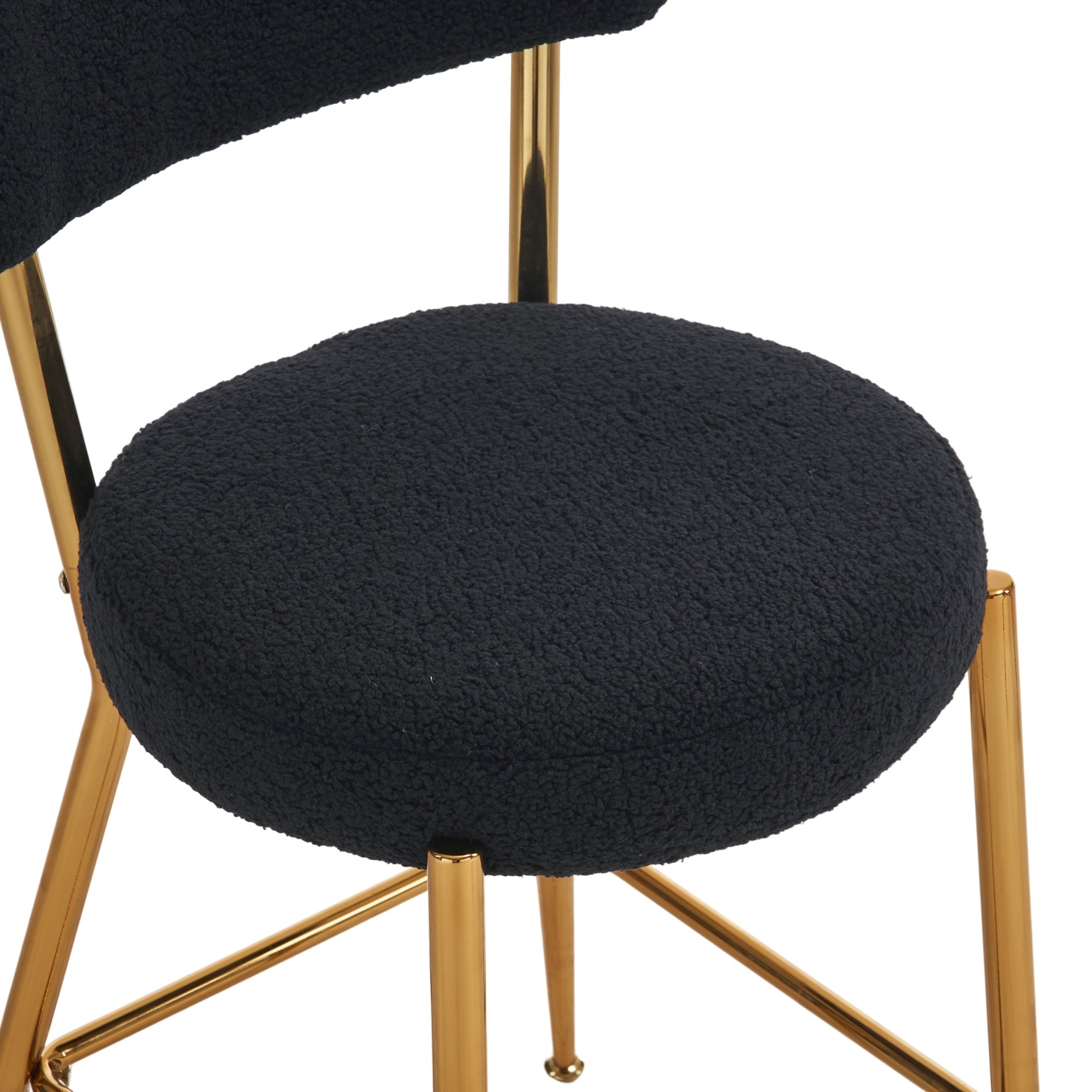 Set of 4 Modern Teddy Fabric Upholstered Bar Stools, Metal base high stool - Black