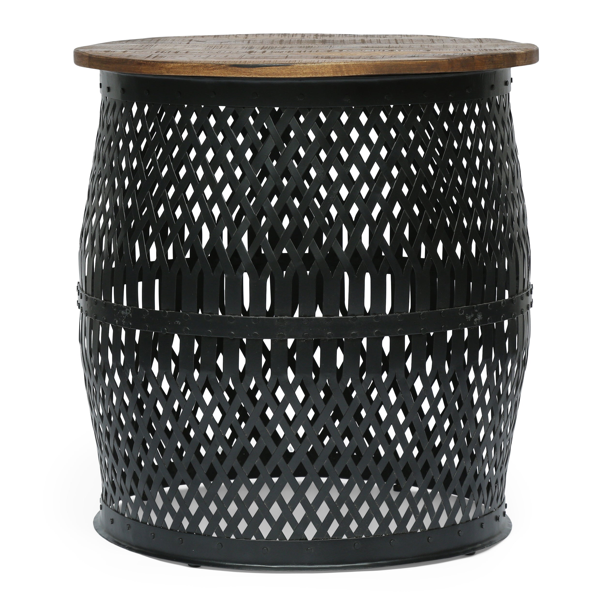 Modern Industrial Design Side Table - Natural + Black