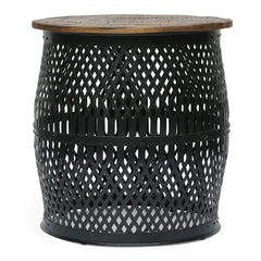 Modern Industrial Design Side Table - Natural + Black