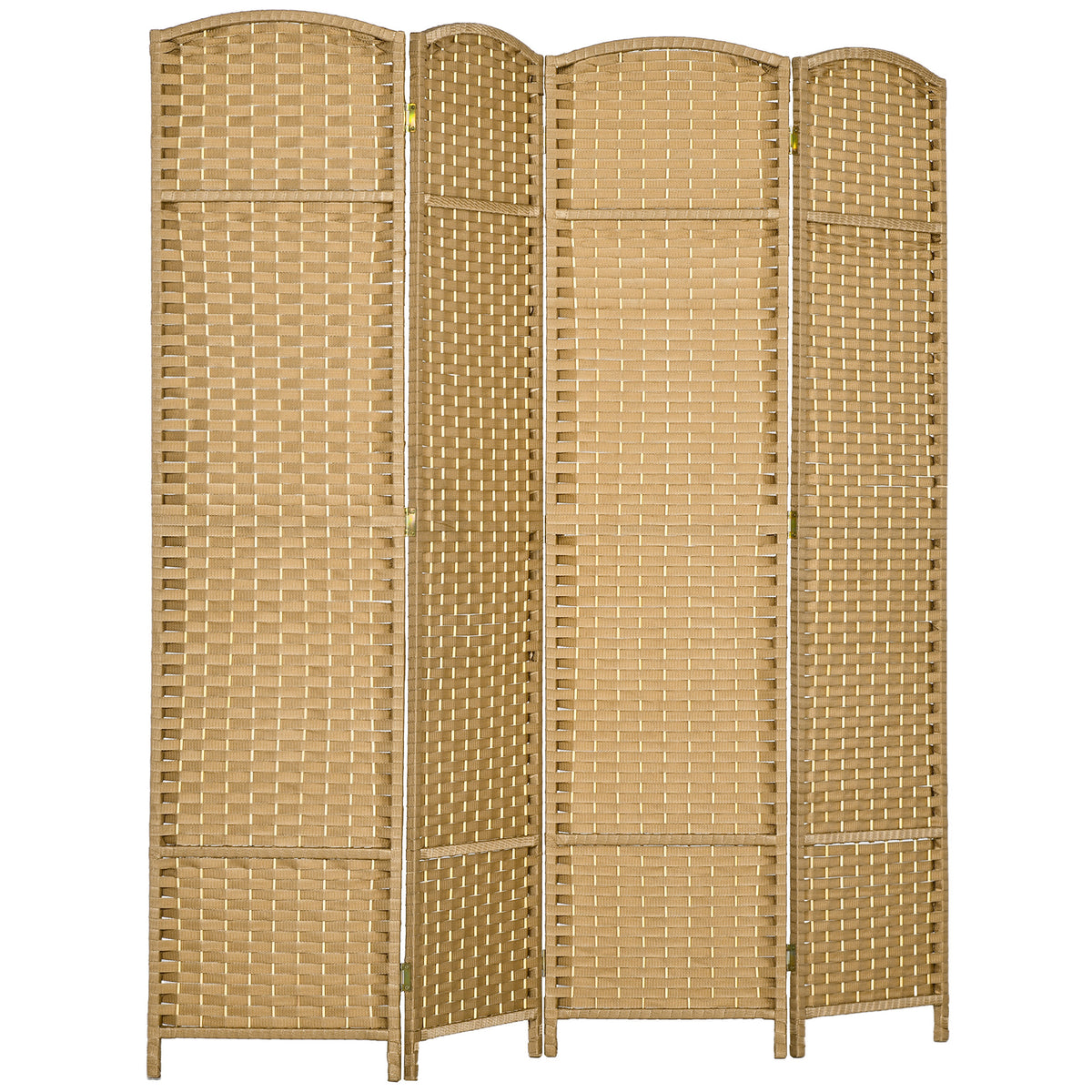 4 Panel Folding Privacy Screen, 5.6' Tall Freestanding Wall Partition - Nature Wood