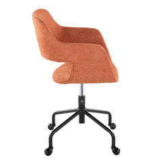 Contemporary Adjustable Office Chair - Black Metal and Orange Fabric