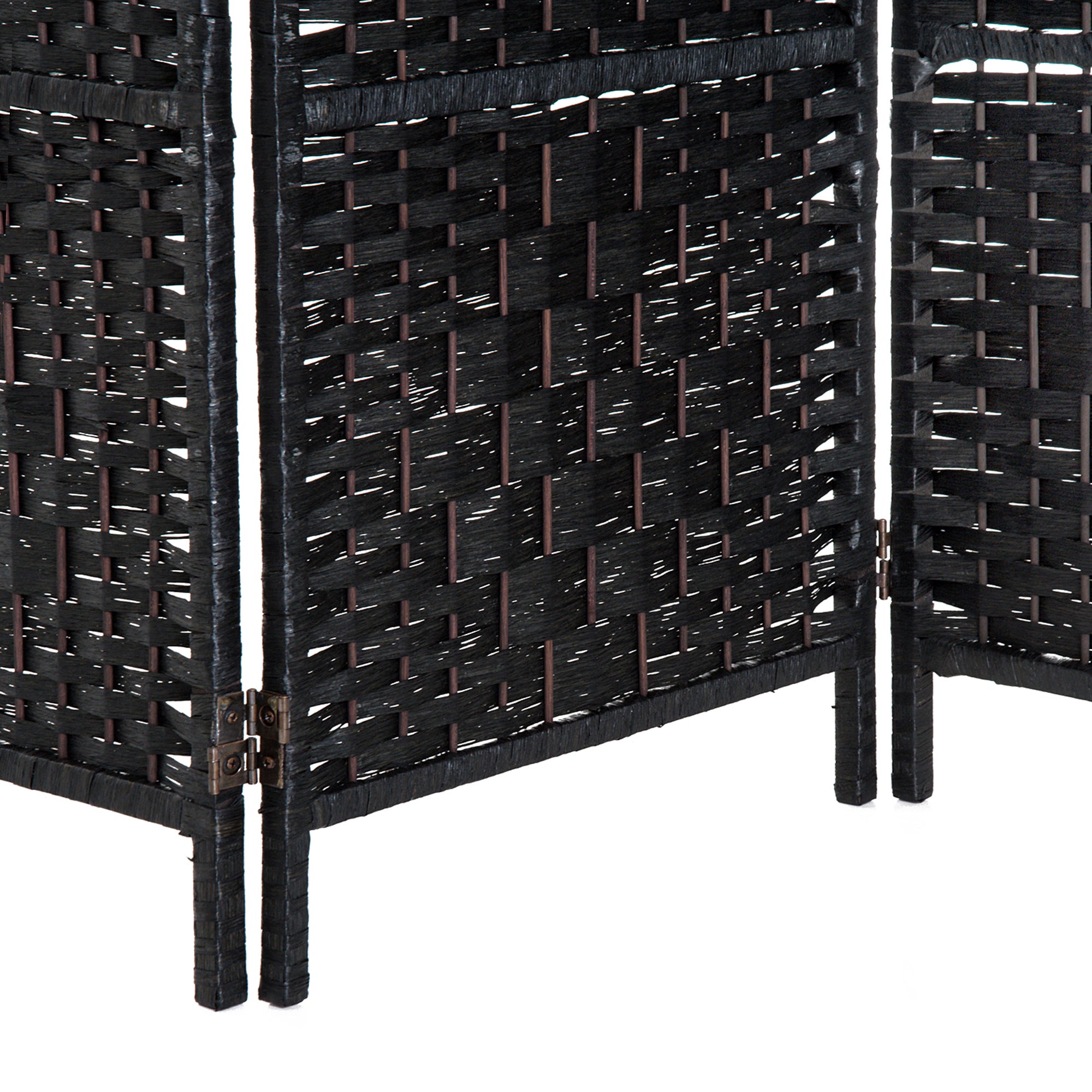 6' Tall Wicker Weave 3 Panel Room Divider Privacy Screen - Black