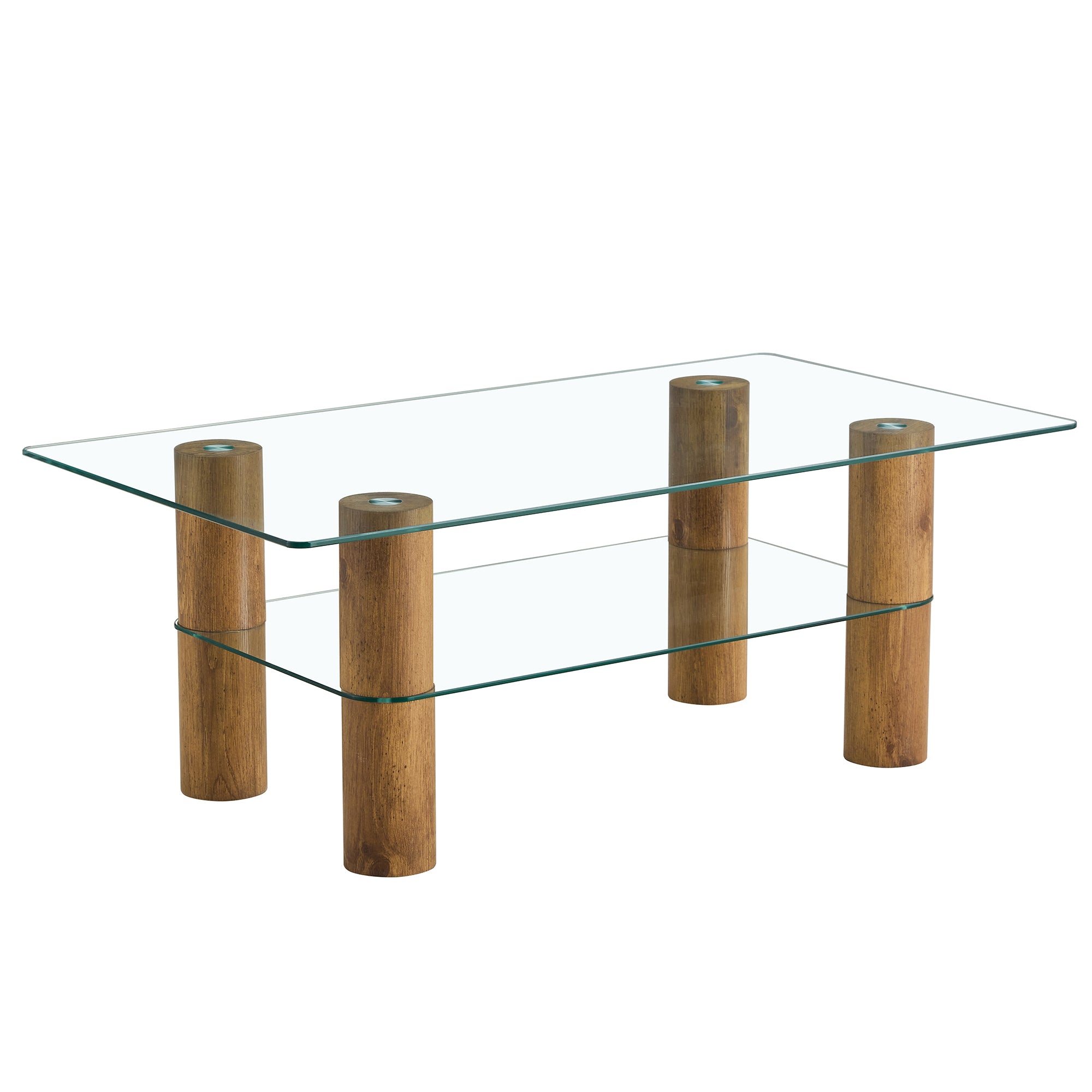 Minimalist and Modern Double-Layer Transparent Tempered Glass Coffee Table and Coffee Table