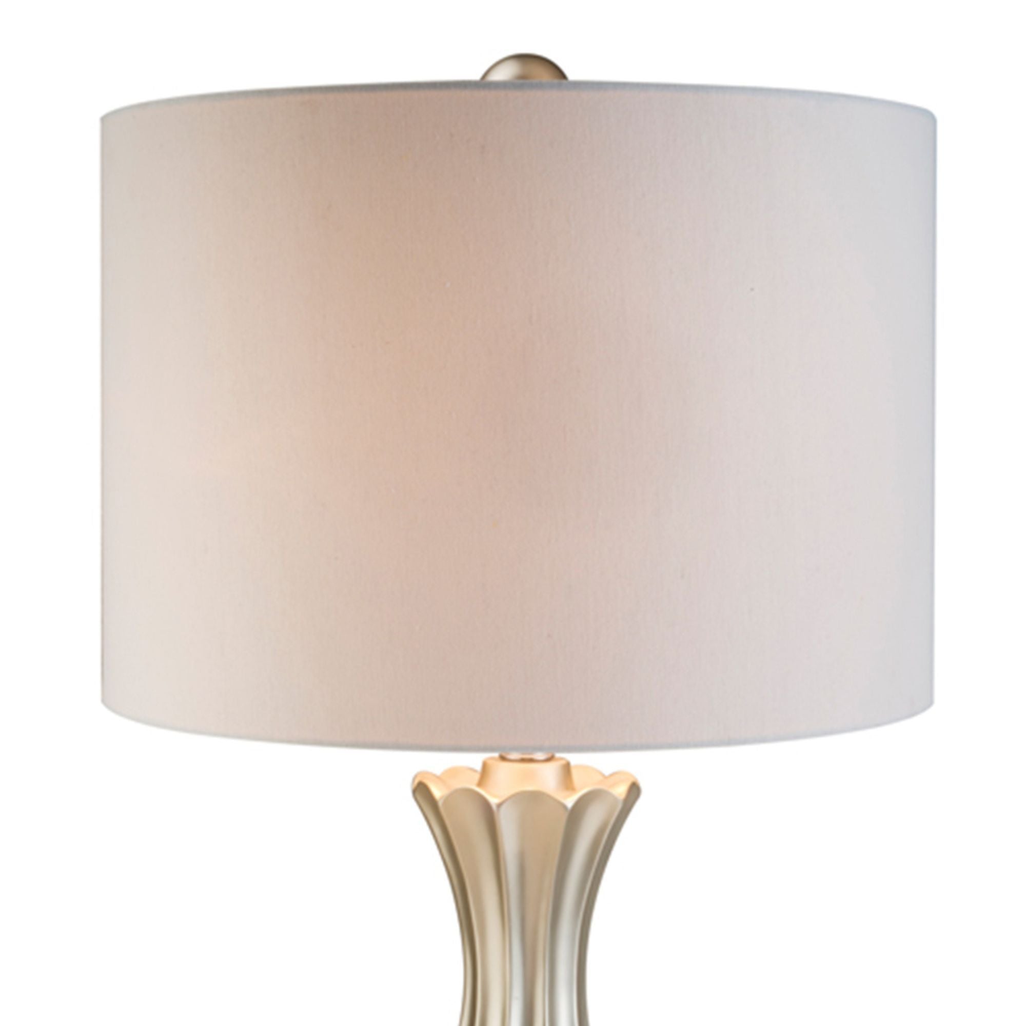 Royal Design 30" Tall Polyresin Table Lamp with Silver finish - White Linen Shade