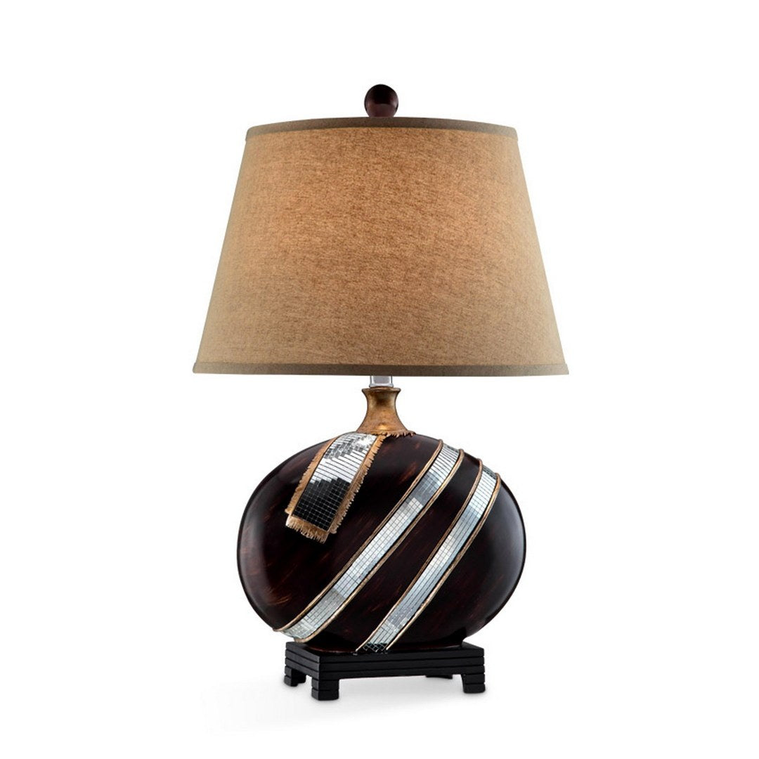 28.5" Tall Polyresin Table Lamp "Kukui" with Dark Espresso finish, Fabric Shade