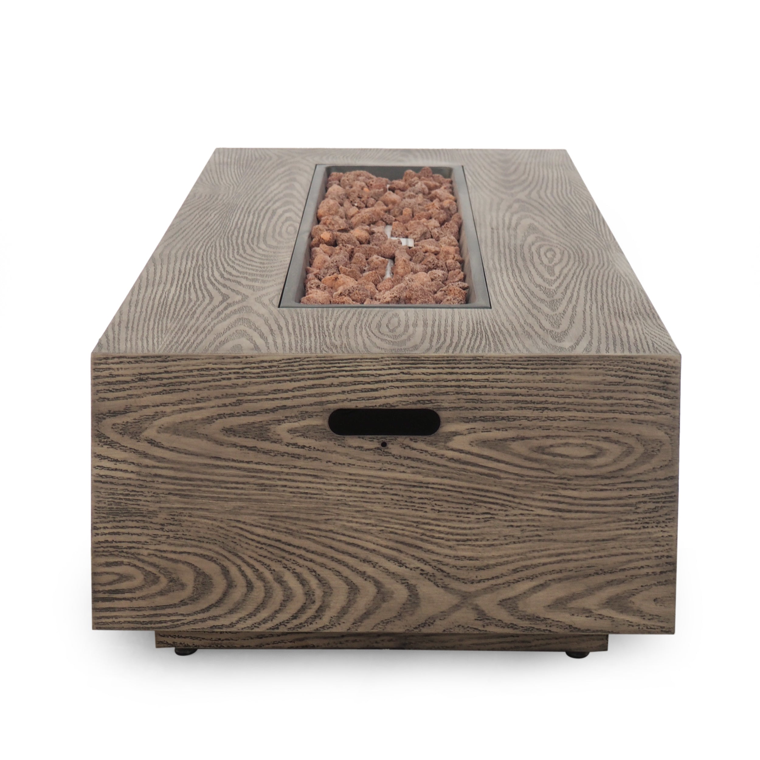 Rectangle Iron Fire Pit - 50,000 BTU Tank outside