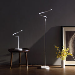 52.5-Inch LED Matte White Curvilinear S-Curve Spiral Tube Angled Floor Lamp