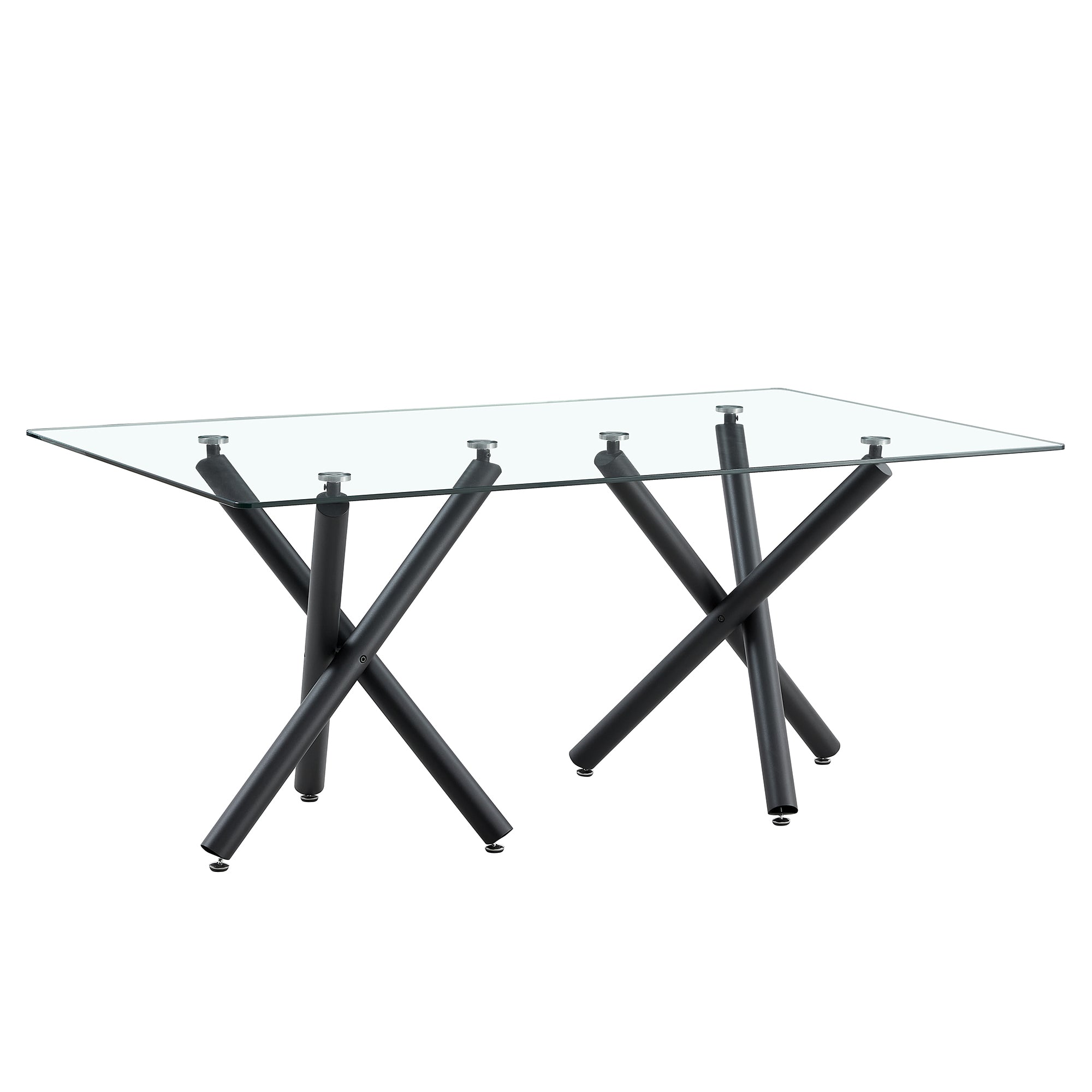 Modern Minimalist Rectangular Glass Dining Table for 6-8 pers - Black Glass