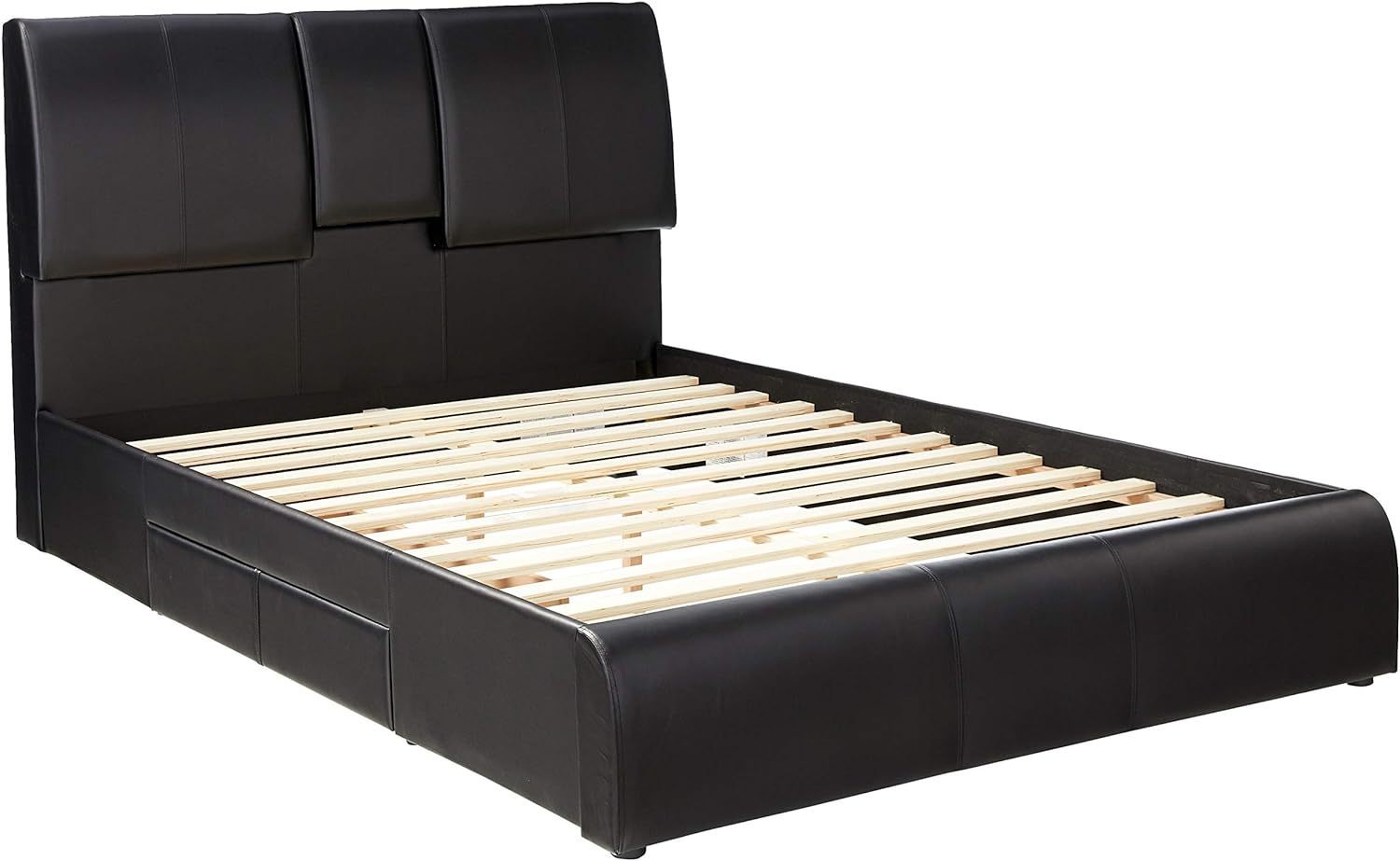 Modern Eastern King Bed - Black PU