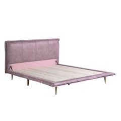 Modern Eastern King Bed - Pink Top Grain Leather