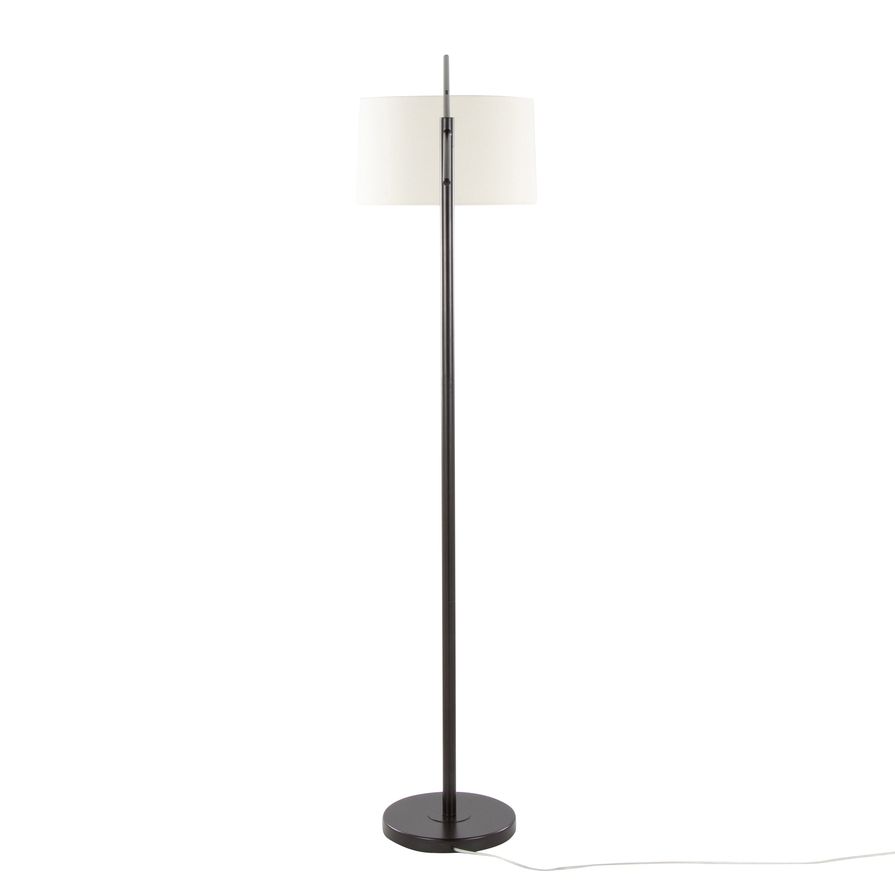 69" Contemporary Floor Lamp in Oil Bronze Metal with Natural Linen Shade