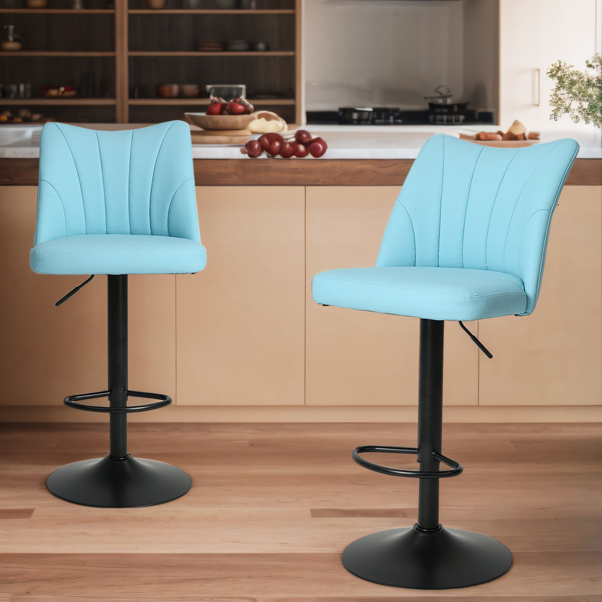 Set of 2 Swivel Bar Stools, Height Adjustable Counter Stool with Backs for Kitchen Island