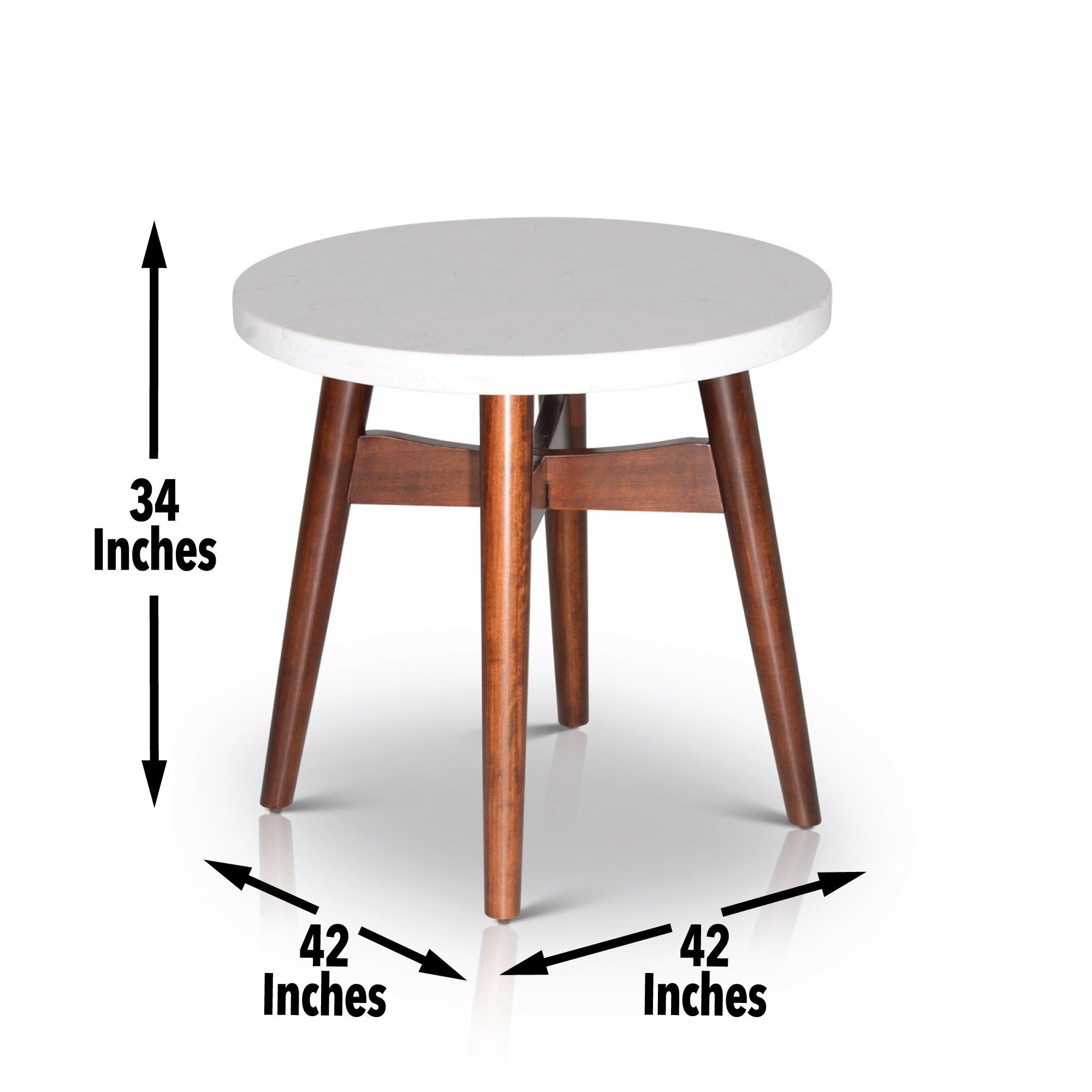 Contemporary Design Accent Table - Natural Cherry Legs, White Silverstone Tops