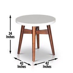 Contemporary Design Accent Table - Natural Cherry Legs, White Silverstone Tops