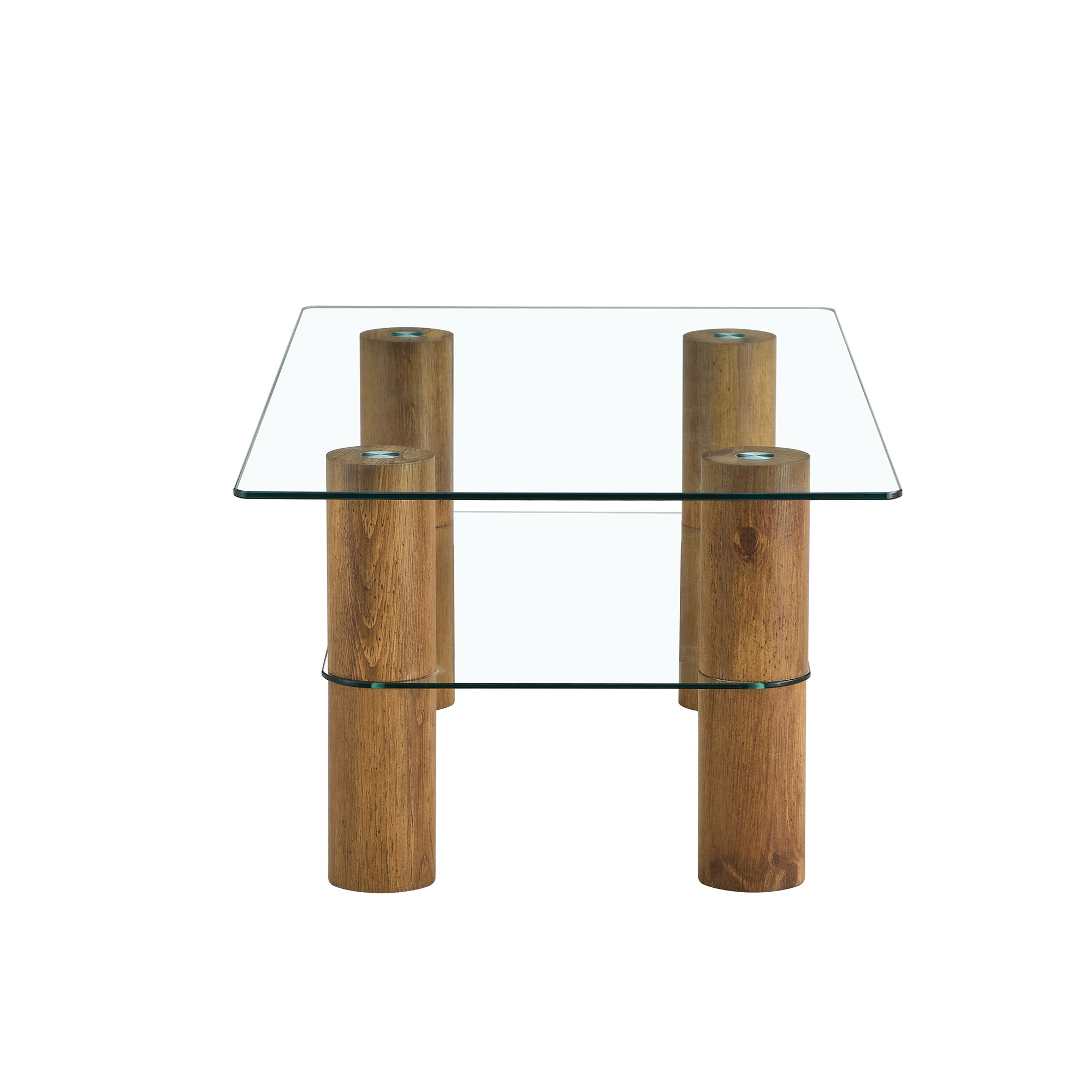 Minimalist and Modern Double-Layer Transparent Tempered Glass Coffee Table and Coffee Table