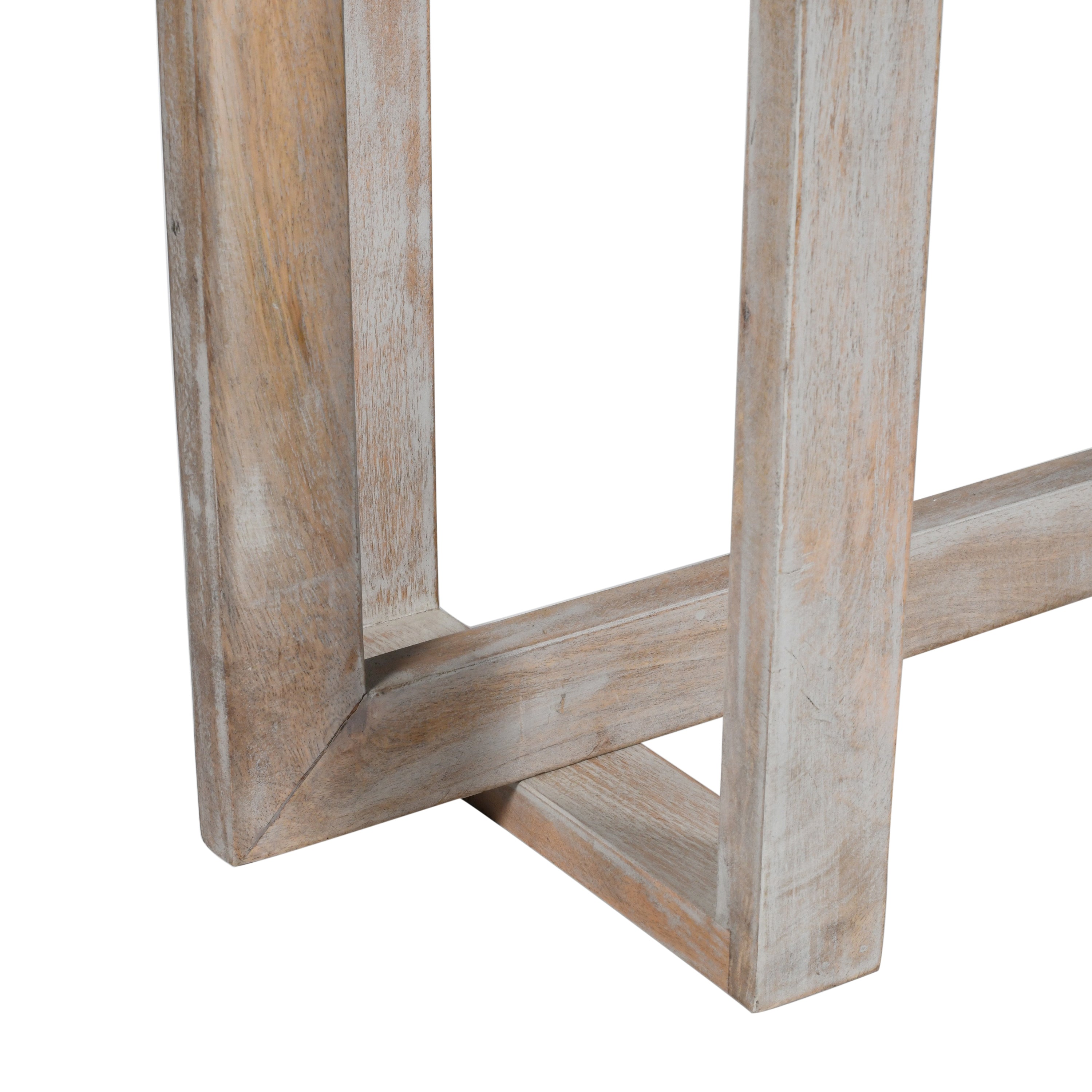 59 Inch Artisan Sideboard Console Table with Geometric Interlocked Base, Distressed Matte Gray