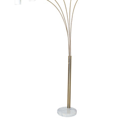 84" Tall Metal Floor Lamp with Nickel finish and 5 White Shaded Arches