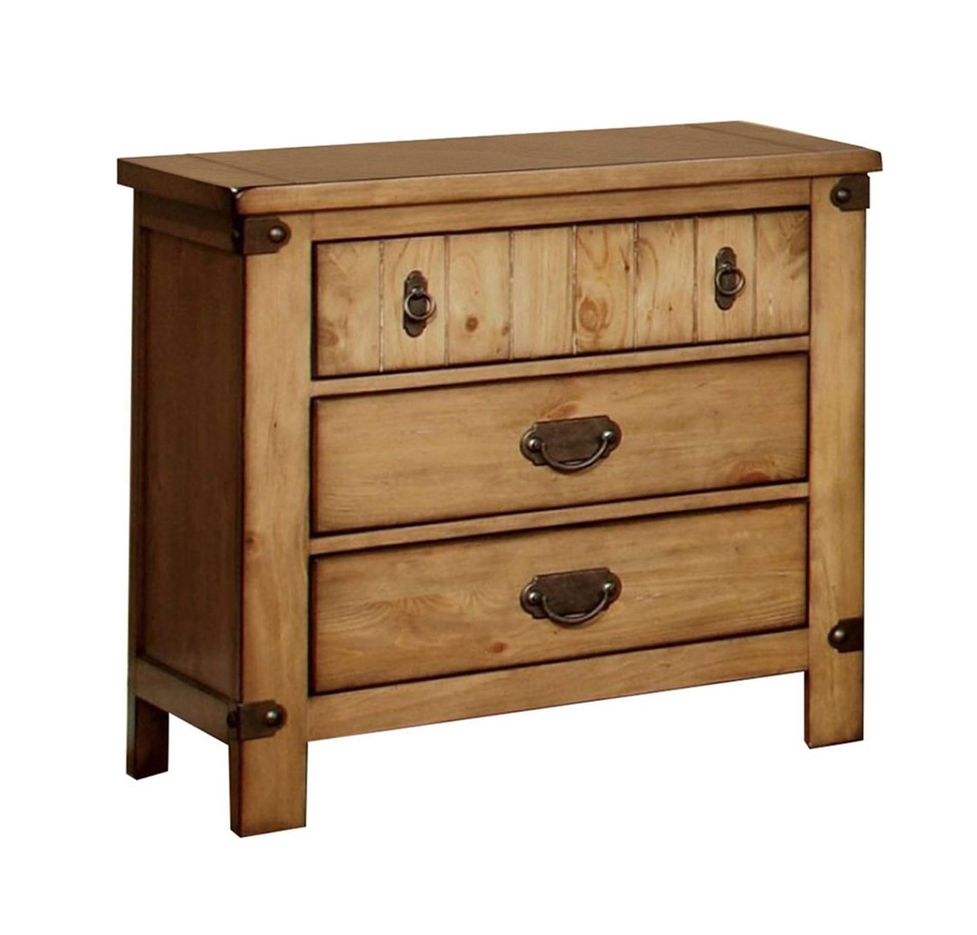 Cottage Style Weathered Elm 1pc Nightstand USB Charger/Power Outlet - Natural