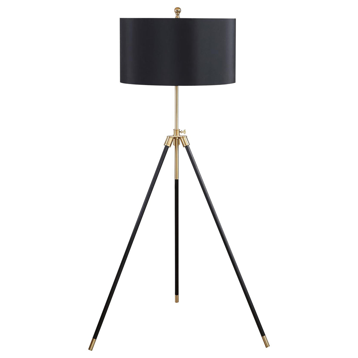 Black and Gold Tripod Drum Shade Floor Lamp