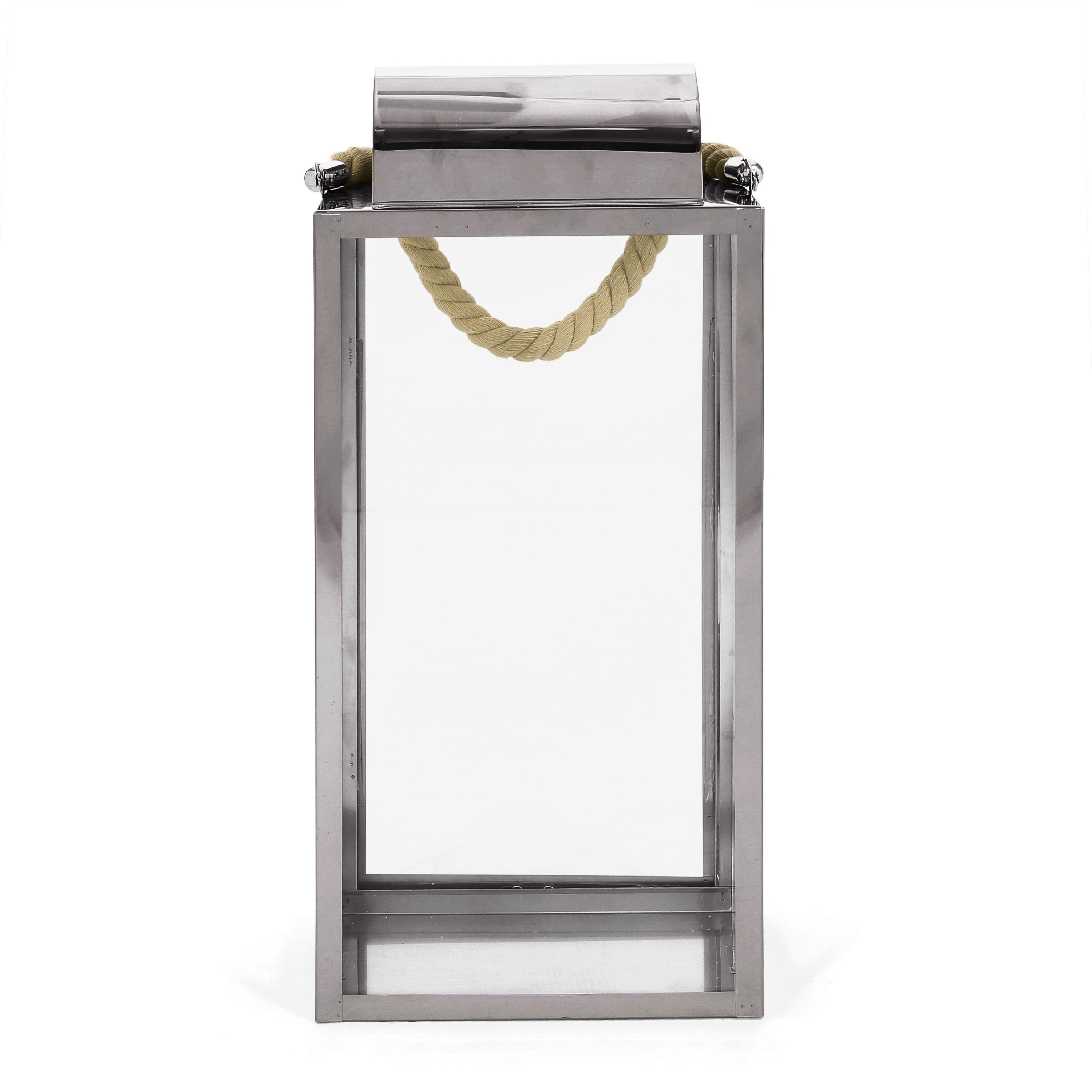 19"H Stainless Steel Lantern - Silver