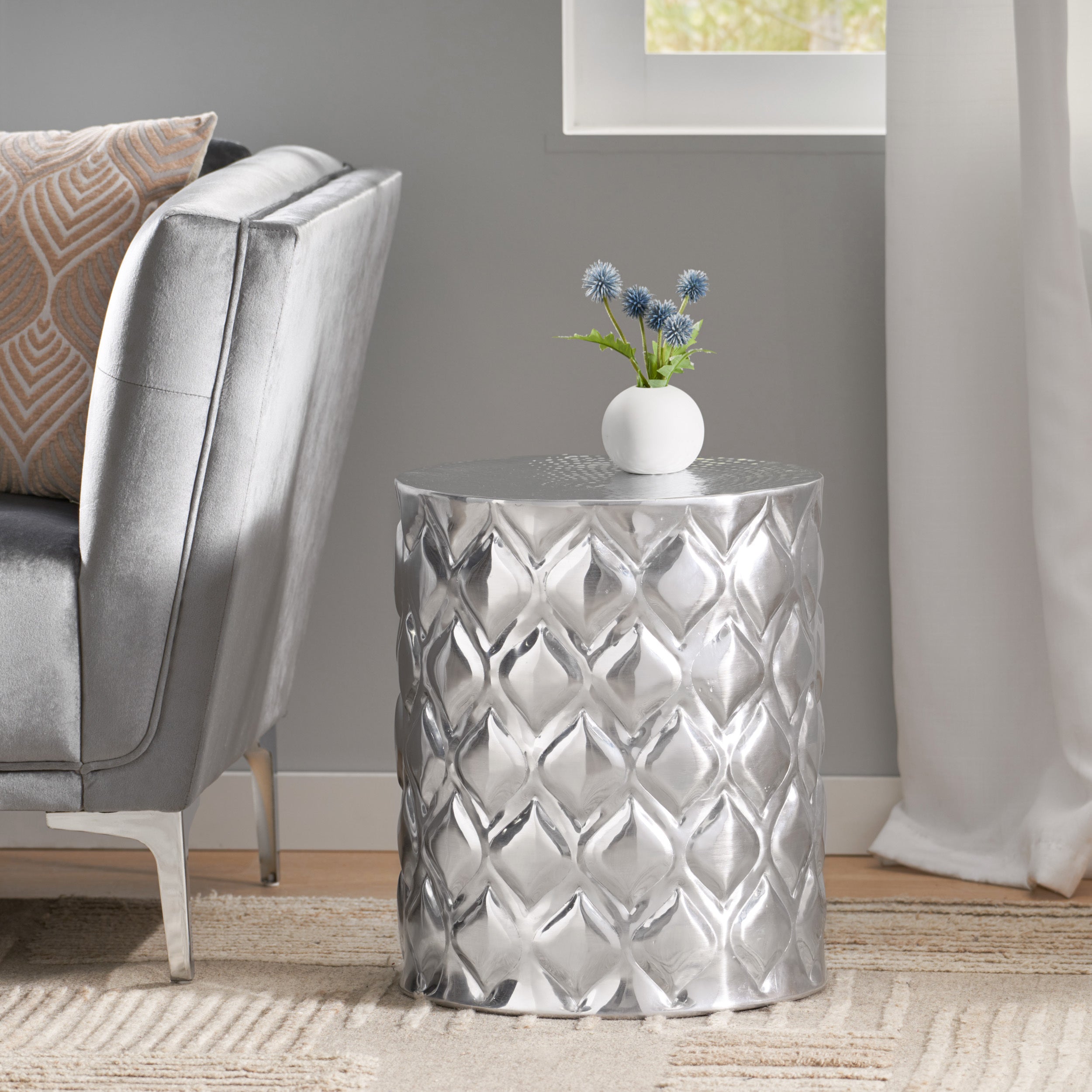 Modern Glam Side Table - Silver