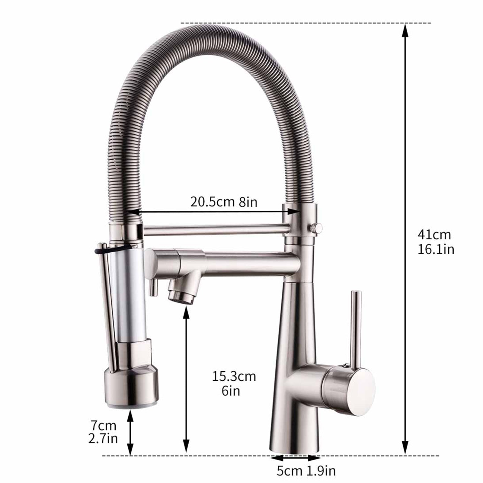 Kitchen Faucet with Pull Down Sprayer Brushed Nickel Stainless Steel