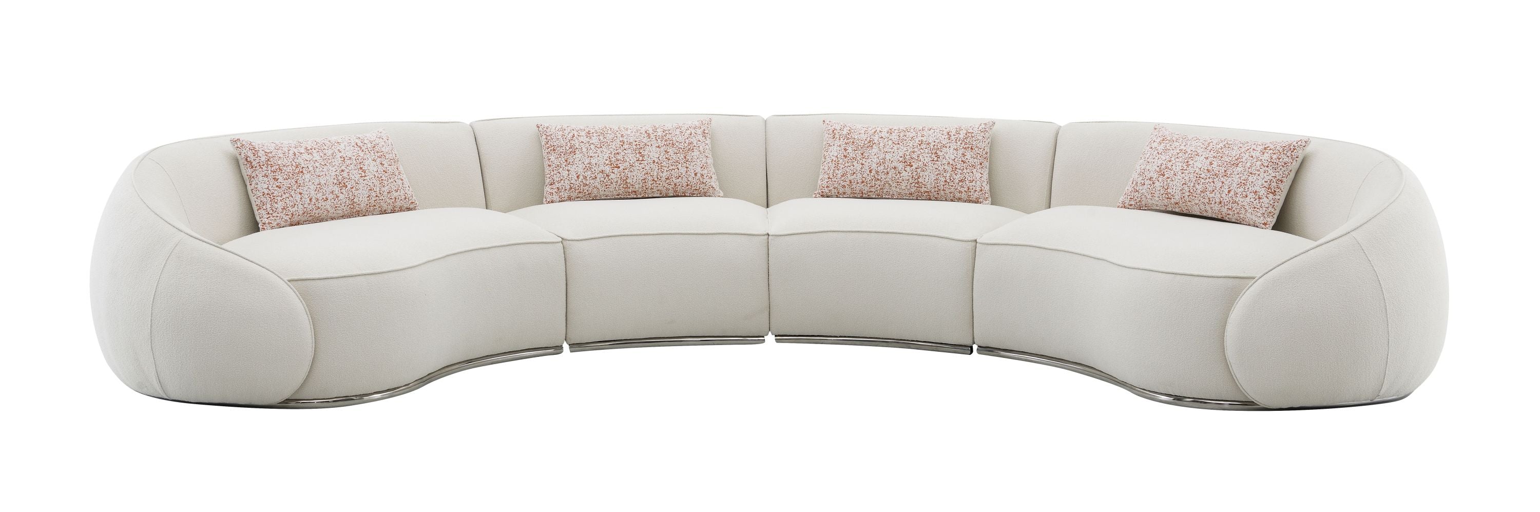 Sectional Sofa w/3 Pillows, Beige Boucle