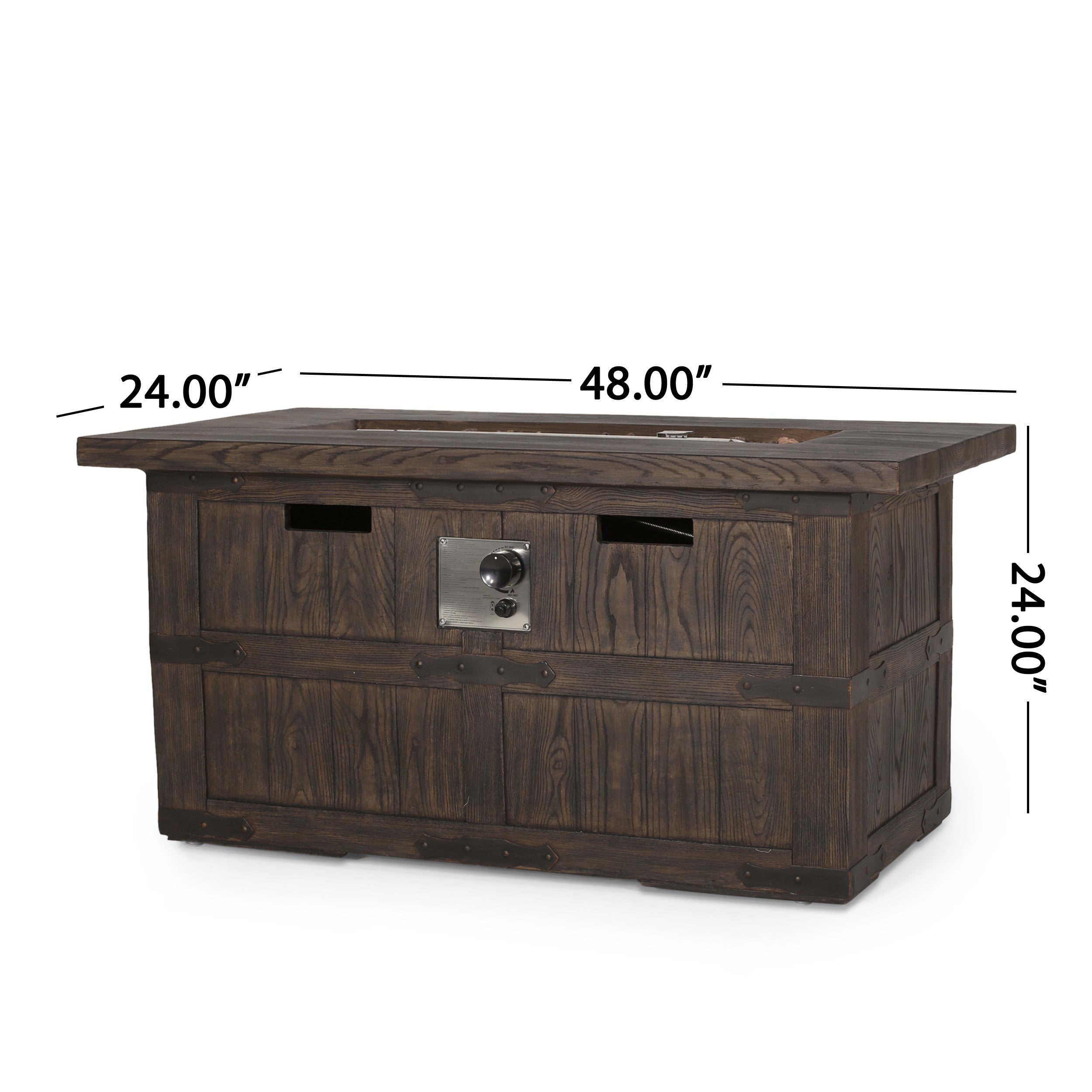 Rectangle Fire Pit - 40,000 BTU Tank inside - Brown