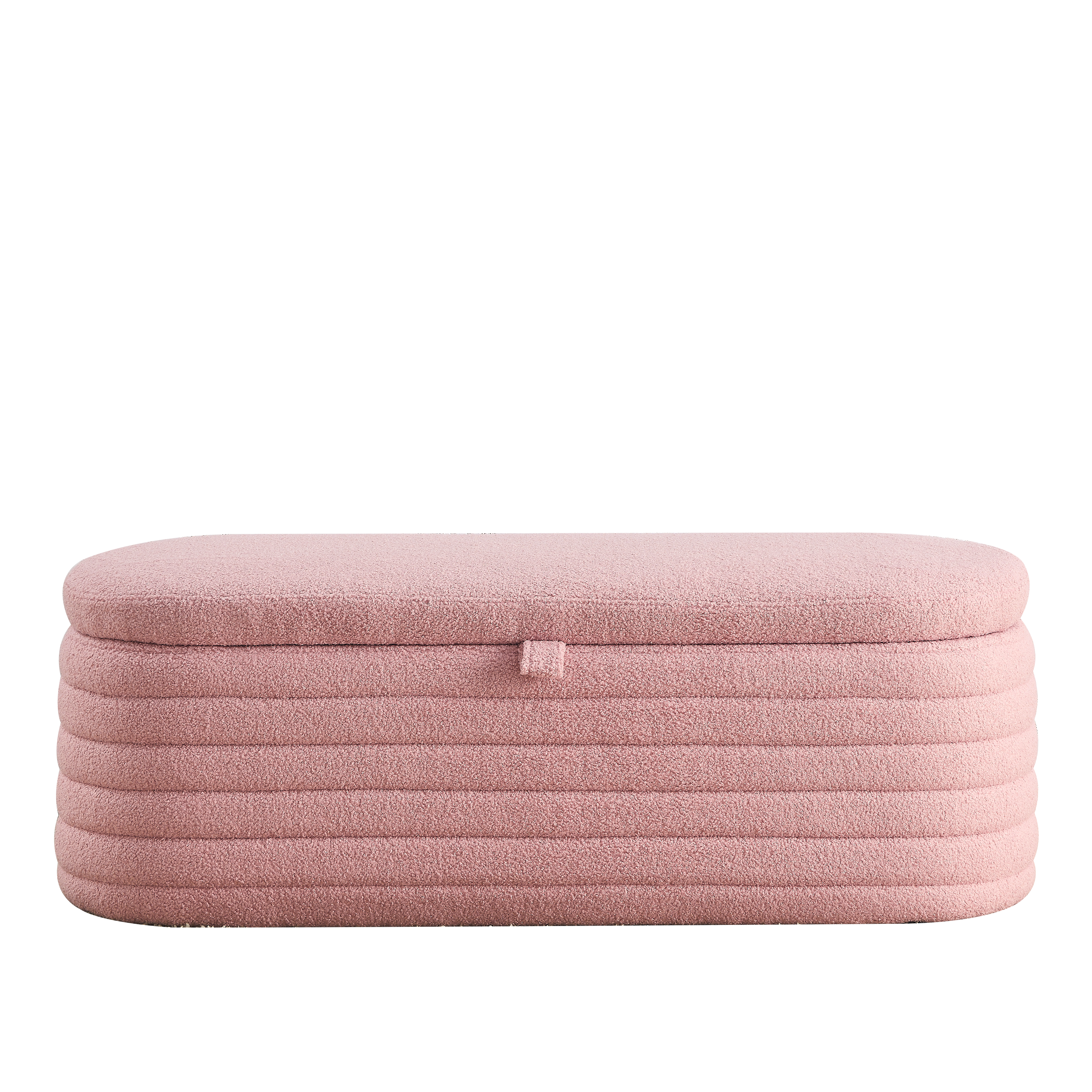 45.5" Storage Ottoman Bench Upholstered Fabric Storage Bench End of Bed Stool with Safety Hinge - Pink teddy.