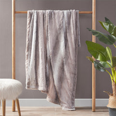 Zuri Oversized Faux Fur Throw - Grey/White