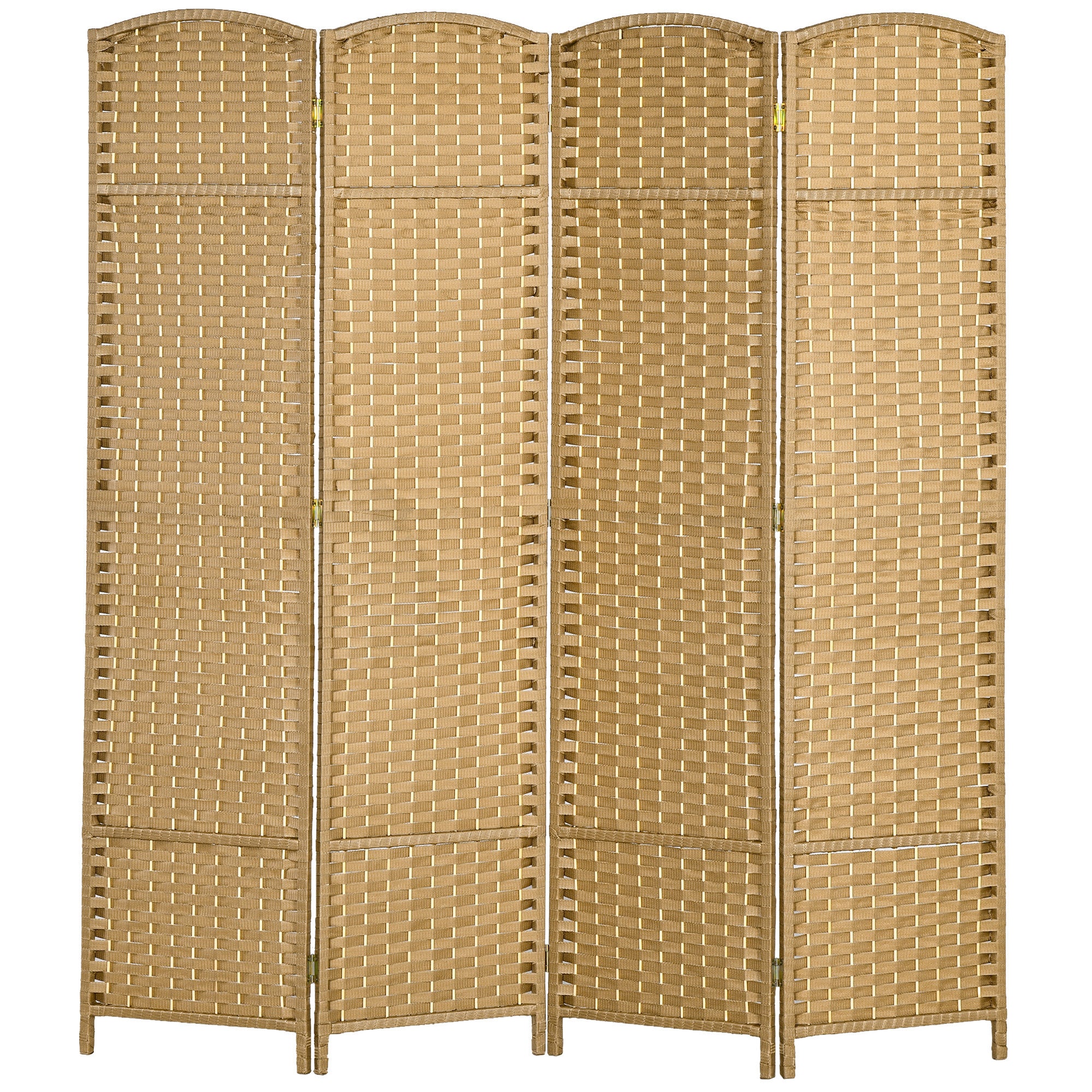 4 Panel Folding Privacy Screen, 5.6' Tall Freestanding Wall Partition - Nature Wood