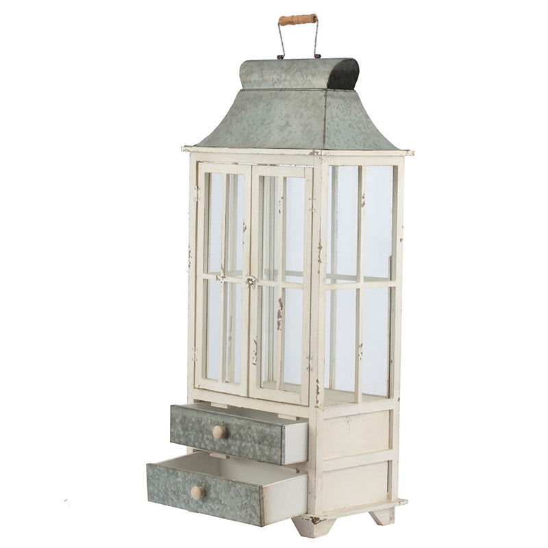 Wooden Candle Lantern Decorative (Set of 2) - Ivory