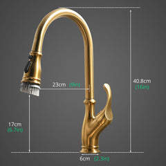 Gold Kitchen Faucet with Pull Down Sprayer Brushed Gold