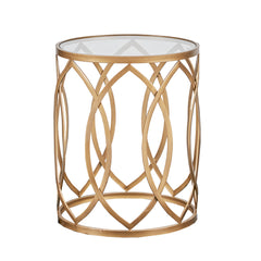 Metal Eyelet Accent Table - Gold+Glass