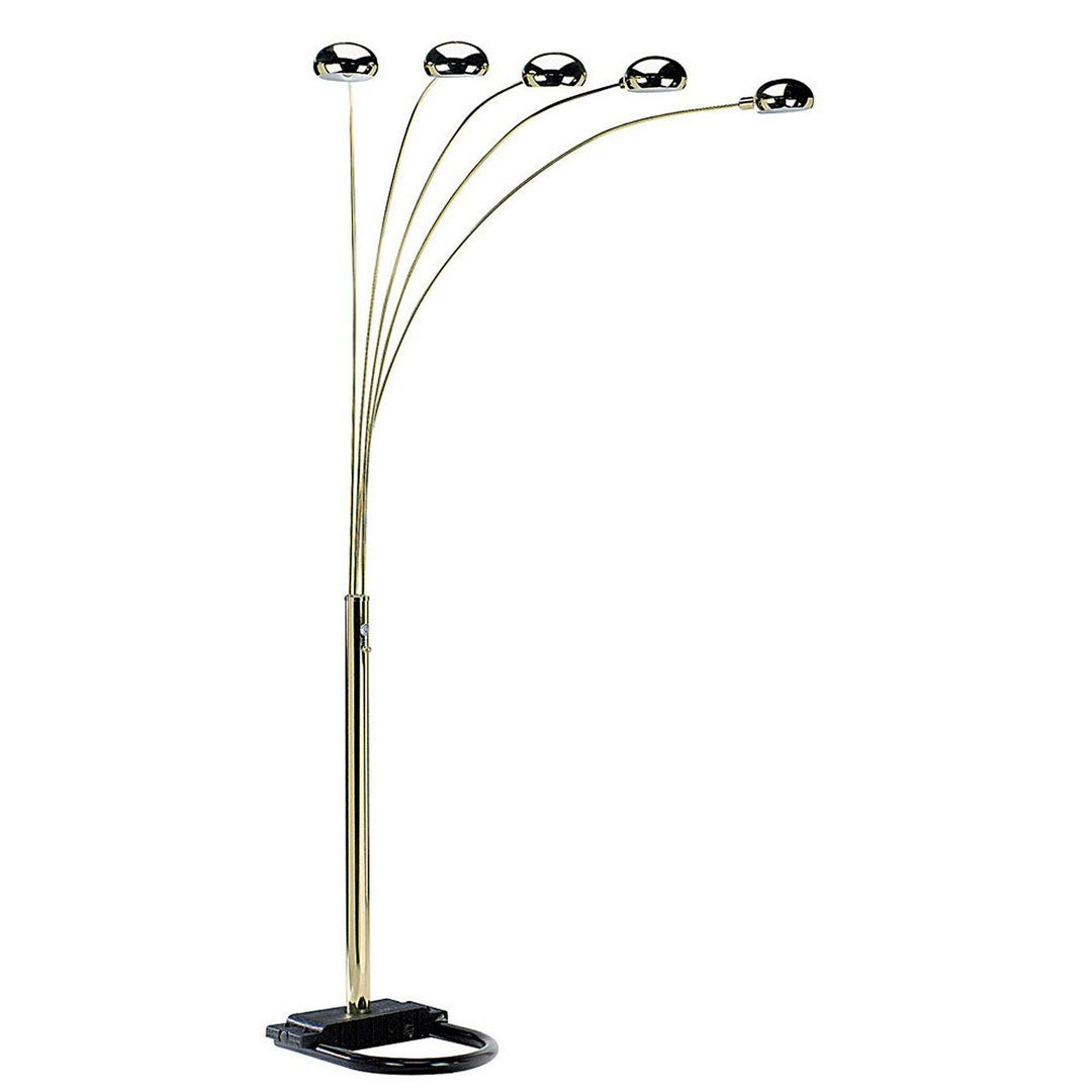 84" Tall Metal Floor Lamp with Polished Brass finish and 5 adjustable Arch Arms