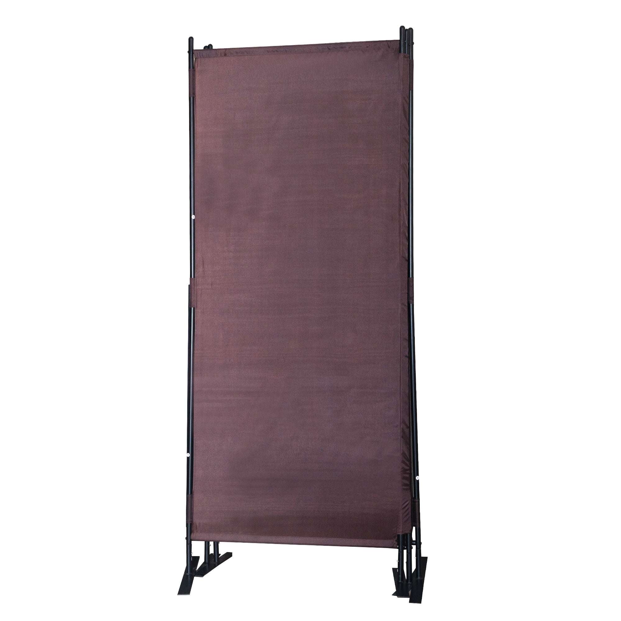 6 Ft Modern Room Divider, 3-Panel Folding Privacy Screen w/ Metal Standing, Portable Wall Partition, Brown